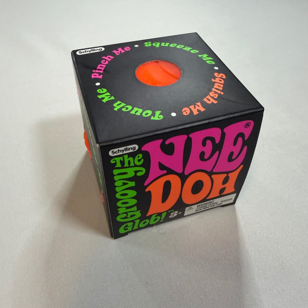 Schylling NeeDoh The Groovy Glob Orange Stress Ball Fidget Toy Retro Squishy